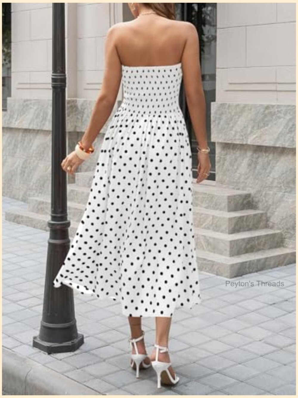 Strapless Smocked Tube Top Maxi Dress with Pockets Flowy Summer - Picture 3 of 7